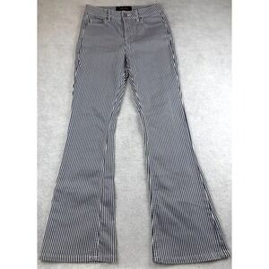 Indigo Rein Womens Size 7 White Stripe Flare Stretch Denim Jeans